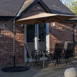 Samuel Alexander 6 Seater Rectangular Outdoor Dining Set with Beige Banana Parasol and Base - Black - Wilko - thumbnail 1