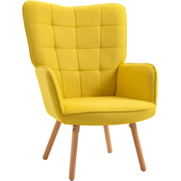 Portland Yellow Tufted Wingback Armchair - Size: Single - Wilko - thumbnail 3