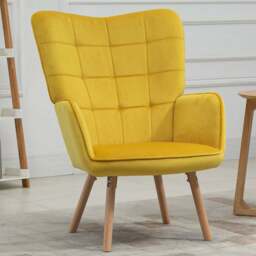 Portland Yellow Tufted Wingback Armchair - Size: Single - Wilko