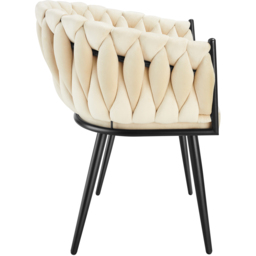 tectake Astano Set of 6 Sand Velvet Padded Knot Design Dining Chair - Yellow - Wilko - thumbnail 6