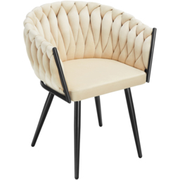 tectake Astano Set of 6 Sand Velvet Padded Knot Design Dining Chair - Yellow - Wilko - thumbnail 4