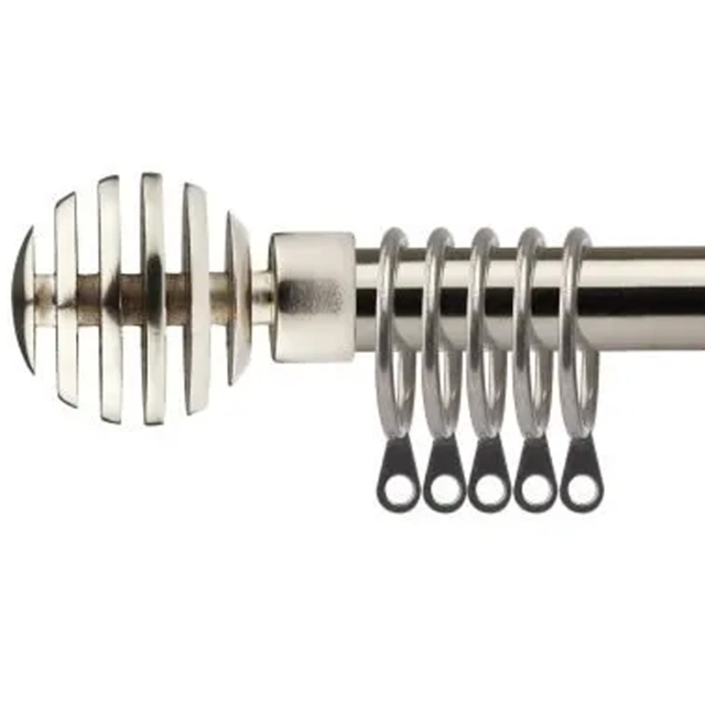 New Edge Blinds 160-300cm Extendable Brushed Silver Geneva Metal Curtain Pole - Size: 160 - 300cm - Wilko - image 1