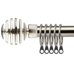 New Edge Blinds 160-300cm Extendable Brushed Silver Geneva Metal Curtain Pole - Size: 160 - 300cm - Wilko - thumbnail 1