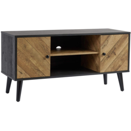 Home Source Dallas 2 Door 2 Shelf Black Frame TV Unit - Size: 55 x 110 x 40cm - Wilko - thumbnail 3