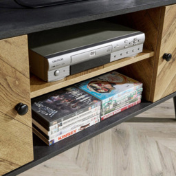 Home Source Dallas 2 Door 2 Shelf Black Frame TV Unit - Size: 55 x 110 x 40cm - Wilko - thumbnail 5