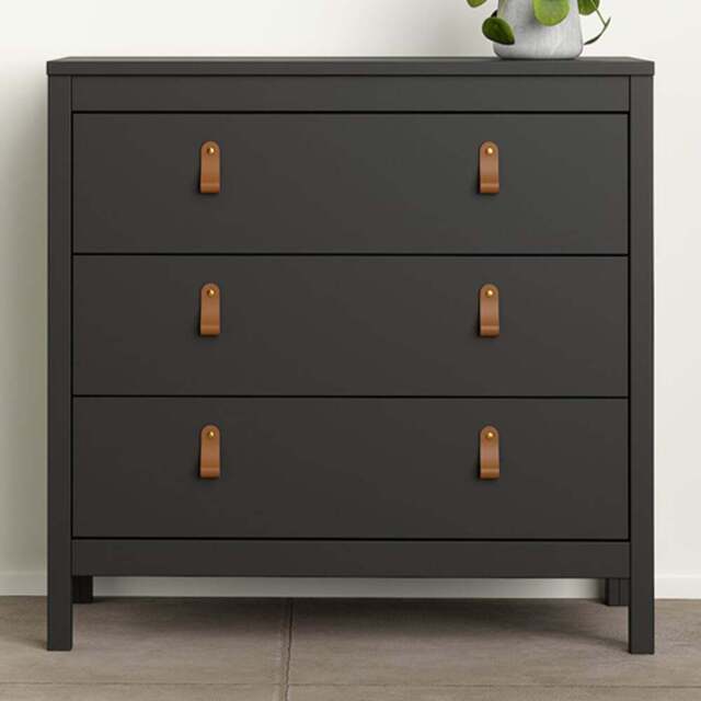 Florence Barcelona 3 Drawer Matt Black Chest of Drawers - Wilko - image 1