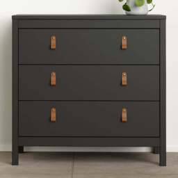 Florence Barcelona 3 Drawer Matt Black Chest of Drawers - Wilko - thumbnail 1