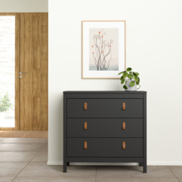 Florence Barcelona 3 Drawer Matt Black Chest of Drawers - Wilko - thumbnail 7