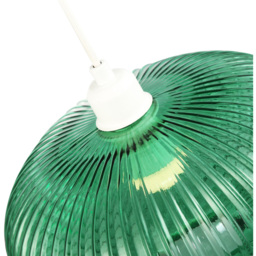 Happy Homewares Designer Emerald Forest Green Line Ribbed Glass Oval Pendant Shade - Size: 17 x 30 x 30cm - Wilko - thumbnail 6