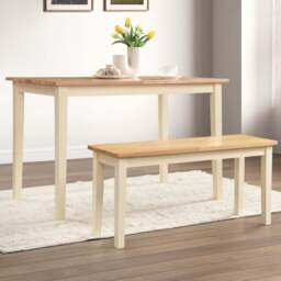 Furniturebox Salisbury Terfyn 2 Seater Dining Bench Set Cream - Wilko - thumbnail 1