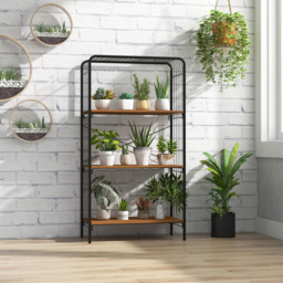 Costway 3 Shelf Wood Effect and Black Open Back Bookcase - Size: 67 x 36 x 34cm - Multi - Wilko - thumbnail 4
