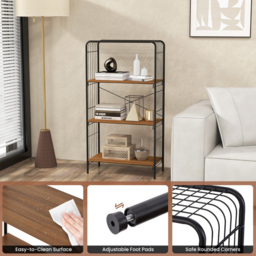 Costway 3 Shelf Wood Effect and Black Open Back Bookcase - Size: 67 x 36 x 34cm - Multi - Wilko - thumbnail 7
