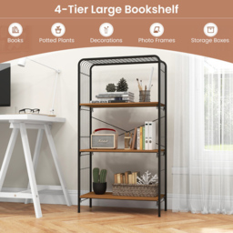 Costway 3 Shelf Wood Effect and Black Open Back Bookcase - Size: 67 x 36 x 34cm - Multi - Wilko - thumbnail 6