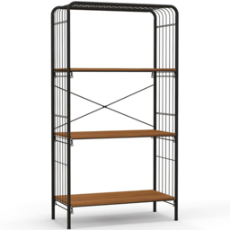 Costway 3 Shelf Wood Effect and Black Open Back Bookcase - Size: 67 x 36 x 34cm - Multi - Wilko - thumbnail 3
