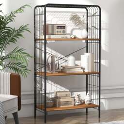 Costway 3 Shelf Wood Effect and Black Open Back Bookcase - Size: 67 x 36 x 34cm - Multi - Wilko - thumbnail 1