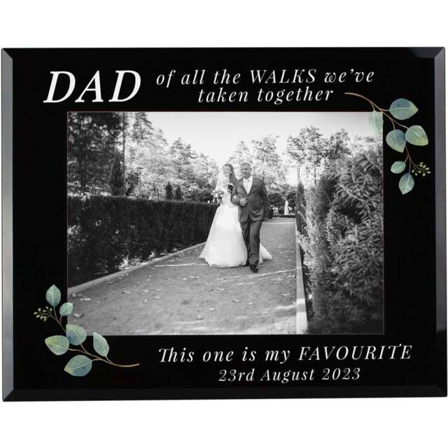 Personalised Memento Personalised of All The Walks Glass Wedding Frame 5 x 7 inch - Size: 1.9 x 2.4 x 0.1cm - Black - Wilko - image 1