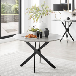 Furniturebox Arona Valera Concrete Effect 6 Seater Round Dining Set Grey and White - Wilko - thumbnail 3