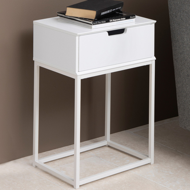 Florence Mitra Single White Drawer Bedside Table - Size: Single Drawer - Furniture To Go - Wilko - image 1