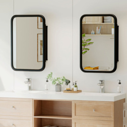 Portland Black Bathroom Wall Cabinet with Mirror - Size: 76 x 12 x 50cm - Wilko - thumbnail 3