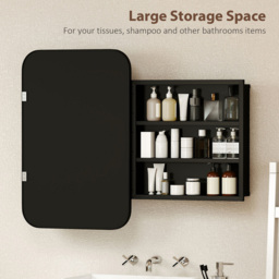 Portland Black Bathroom Wall Cabinet with Mirror - Size: 76 x 12 x 50cm - Wilko - thumbnail 5