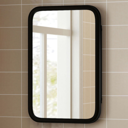 Portland Black Bathroom Wall Cabinet with Mirror - Size: 76 x 12 x 50cm - Wilko - thumbnail 1