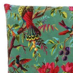 Paoletti Paradise Aqua Velvet Cushion - Size: 50 x 50 cm - Blue - Wilko - thumbnail 3