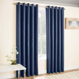 Enhanced Living Vogue Navy Thermal Blackout Eyelet Readymade Curtains 117 x 183cm - Blue - Wilko