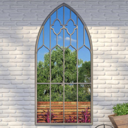 MirrorOutlet Buttercup Country Arch Garden Mirror 160 x 85cm - Size: 160 x 85 x 3cm - Silver - Wilko - thumbnail 3