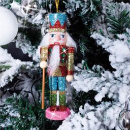 St Helens Blue Hat Multicolour Nutcracker Christmas Tree Decoration - Size: 4 x 4 x 13cm - Wilko - thumbnail 3