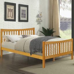 Brooklyn Single Caramel Wooden Country Bed Frame - Cream - Wilko - thumbnail 1