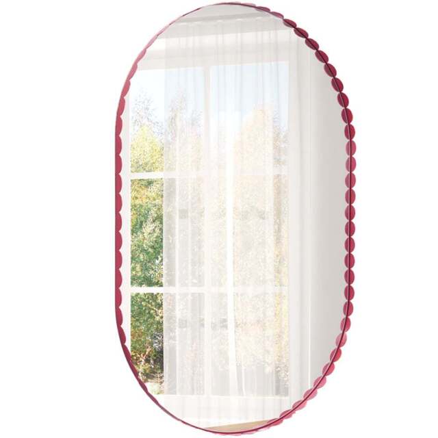 Colourful Scalloped Oval Mirror - Red - Wilko - image 1