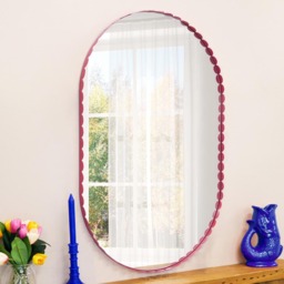 Colourful Scalloped Oval Mirror - Red - Wilko - thumbnail 3