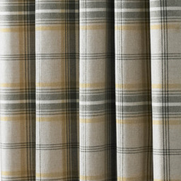 Paoletti Aviemore Ochre Tartan Check Eyelet Curtain 229 x 183cm - Size: W 183 x D 229cm - Orange - Wilko - thumbnail 5
