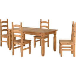 Seconique Corona 4 Seater Dining Set Distressed Waxed Pine - Brown - Wilko - thumbnail 4