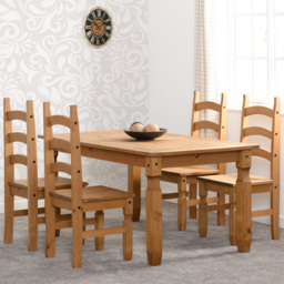 Seconique Corona 4 Seater Dining Set Distressed Waxed Pine - Brown - Wilko - thumbnail 1