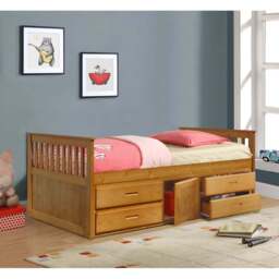 Comfy Living Single Captains Cabin Style Caramel Wooden Bed with Storage - Brown - Wilko - thumbnail 3