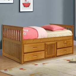 Comfy Living Single Captains Cabin Style Caramel Wooden Bed with Storage - Brown - Wilko - thumbnail 1