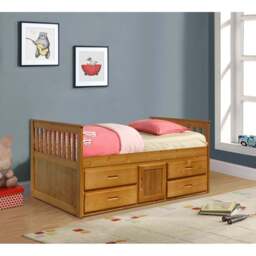 Comfy Living Single Captains Cabin Style Caramel Wooden Bed with Storage - Brown - Wilko - thumbnail 5