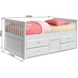 Comfy Living Single Captains Cabin Style Caramel Wooden Bed with Storage - Brown - Wilko - thumbnail 6