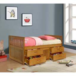Comfy Living Single Captains Cabin Style Caramel Wooden Bed with Storage - Brown - Wilko - thumbnail 4