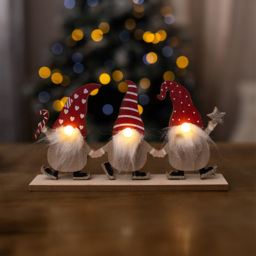 Marco Paul 3 Warm White LED Santa's On Stand Standing Decoration - Size: 16 x 29 x 5cm - RED - Wilko - thumbnail 3