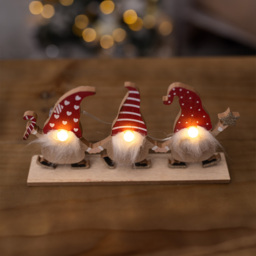 Marco Paul 3 Warm White LED Santa's On Stand Standing Decoration - Size: 16 x 29 x 5cm - RED - Wilko - thumbnail 4