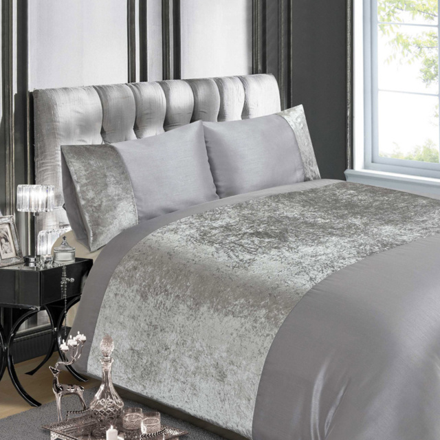 Rapport Home King Size Silver Velvet Duvet Set - Grey - Wilko - image 1