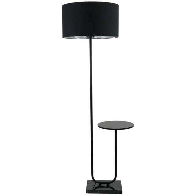 ValueLights Tavel Black LED Floor Lamp Table with Black and Chrome Lamp Shade - Size: 146 x 54 x 35cm - Wilko - image 1