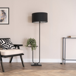 ValueLights Tavel Black LED Floor Lamp Table with Black and Chrome Lamp Shade - Size: 146 x 54 x 35cm - Wilko - thumbnail 3