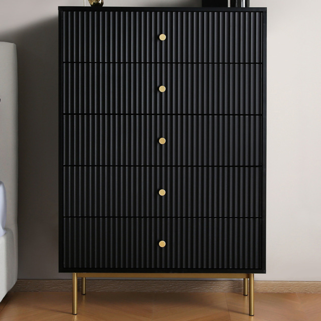 Devon 5 Drawer Black Chest of Drawers - Home Garden Direct - Wilko - image 1