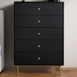 Devon 5 Drawer Black Chest of Drawers - Home Garden Direct - Wilko - thumbnail 1