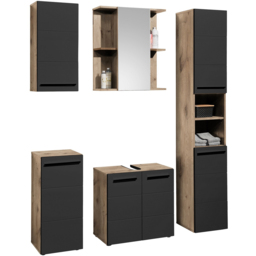 Julian Bowen Vista Single Door Black and Viking Oak Tall Wall Storage Unit - Size: 1 Door - Wilko - thumbnail 6