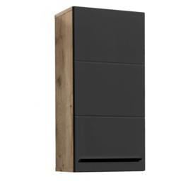 Julian Bowen Vista Single Door Black and Viking Oak Tall Wall Storage Unit - Size: 1 Door - Wilko - thumbnail 3