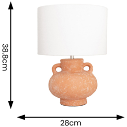 ValueLights Theo Linen Drum Lamp Shade Terracotta Vase Hand Finished LED Table Lamp - Size: 38.8 x 28 x 28cm - Orange - Wilko - thumbnail 5